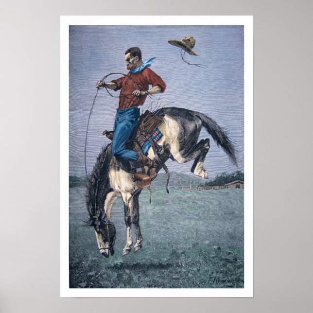 Bronco-Buster (colored engraving) Poster (Front)