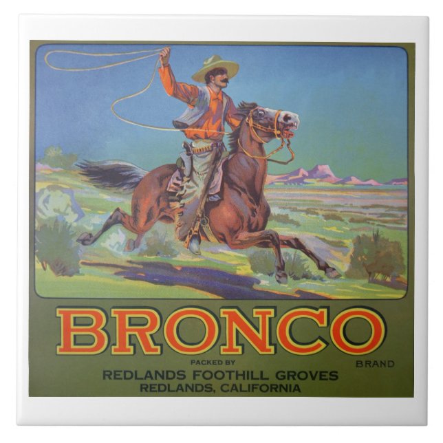 'Bronco Oranges', c.1900 (colour litho) Tile (Front)