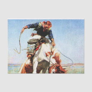 “Bronco Rider” Western Art by W Herbert Dunton Tissue Paper