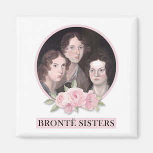 Bronte Sisters Portrait with Pink Roses Magnet