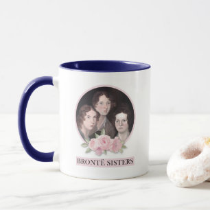 Bronte Sisters Portrait with Pink Roses Mug