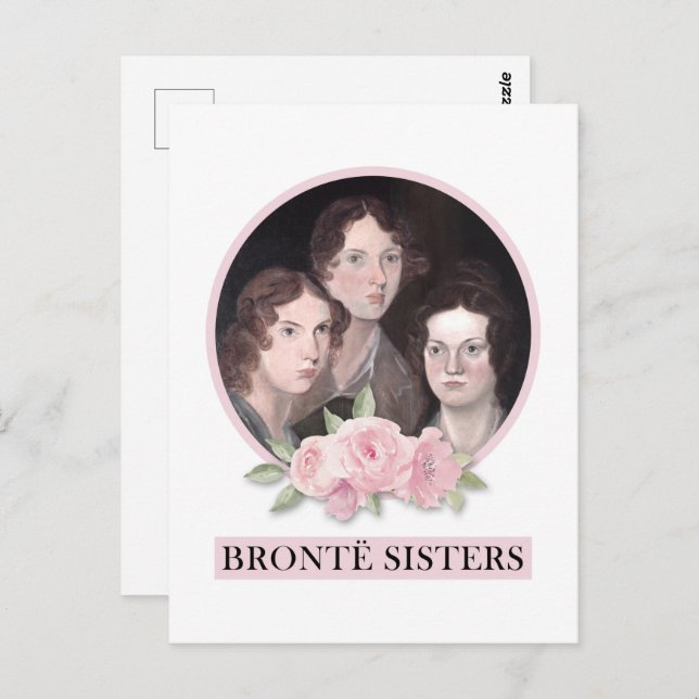 Bronte Sisters Portrait with Pink Roses Postcard (Front/Back)