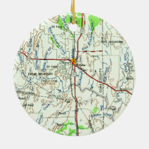 Bronte TX Vintage Map Ceramic Ornament