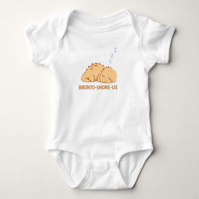 Bronto snore us Cute Dino Pun – Funny Kawaii Dinos Baby Bodysuit (Front)