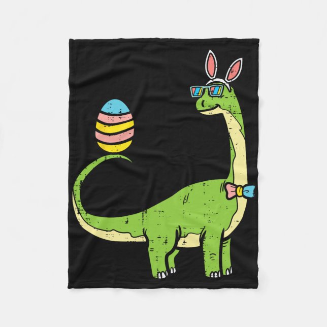 Brontosaurus Bunny Ears Egg Easter Day Dinosaur Di Fleece Blanket (Front)