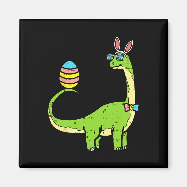 Brontosaurus Bunny Ears Egg Easter Day Dinosaur Di Magnet (Front)