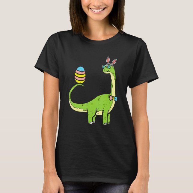 Brontosaurus Bunny Ears Egg Easter Day Dinosaur Di T-Shirt (Front)
