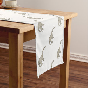 Brontosaurus Dinosaur Looking Down Mono Line Short Table Runner