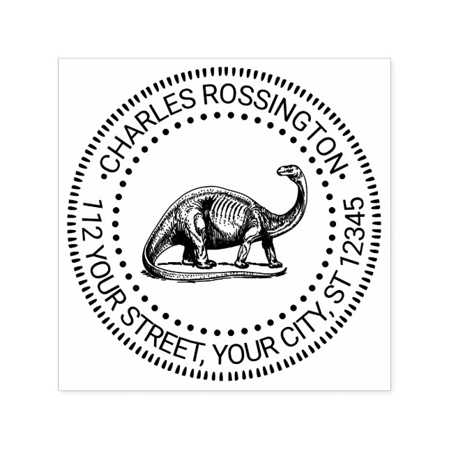 Brontosaurus Dinosaur Name Return Address Self-inking Stamp (Design)