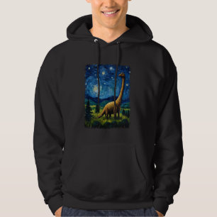 Brontosaurus Dinosaur Starry Night Painting Hoodie