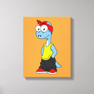 Brontosaurus Dressed In Hip Hop Clothing. Canvas Print