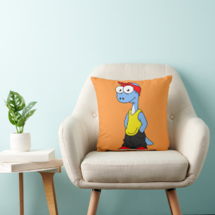 Brontosaurus Dressed In Hip Hop Clothing. Cushion
