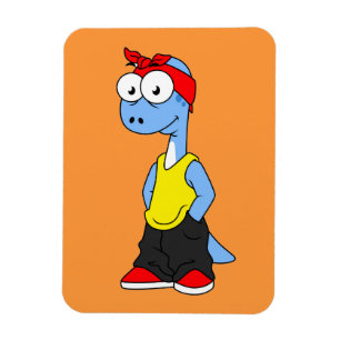 Brontosaurus Dressed In Hip Hop Clothing. Magnet