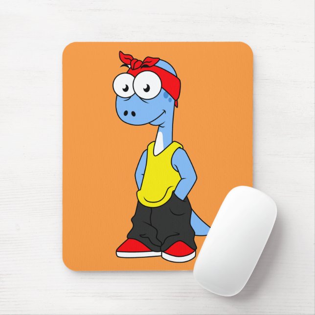 Brontosaurus Dressed In Hip Hop Clothing. Mouse Pad (With Mouse)