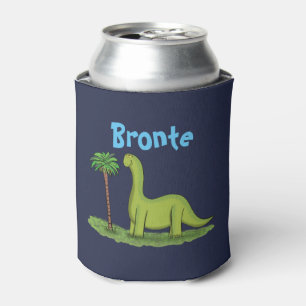 Brontosaurus happy dinosaur cartoon can cooler