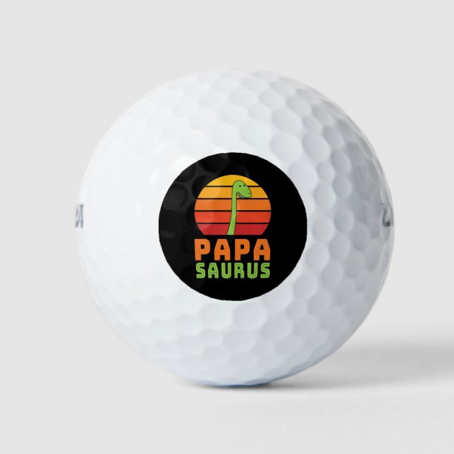 Brontosaurus Papasaurus Dinosaur Father's Day Golf Balls (Front)