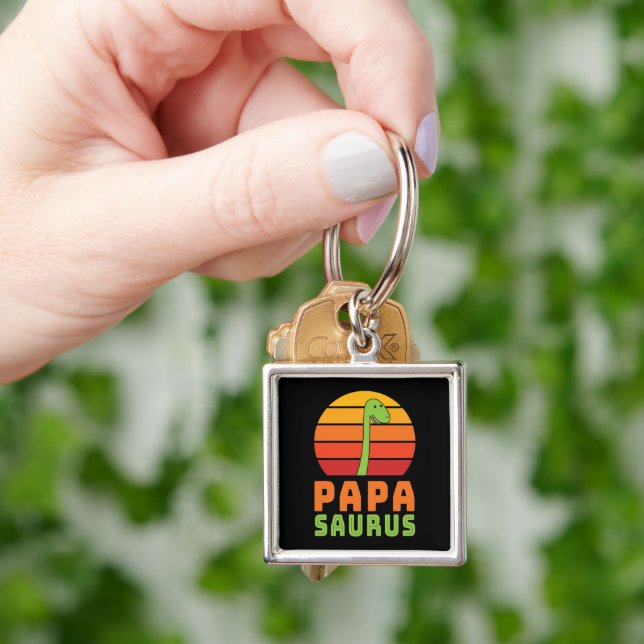 Brontosaurus Papasaurus Dinosaur Father's Day Key Ring (Hand)