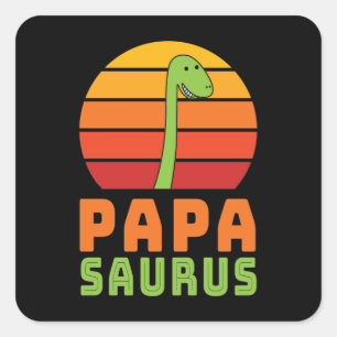 Brontosaurus Papasaurus Dinosaur Father's Day Square Sticker