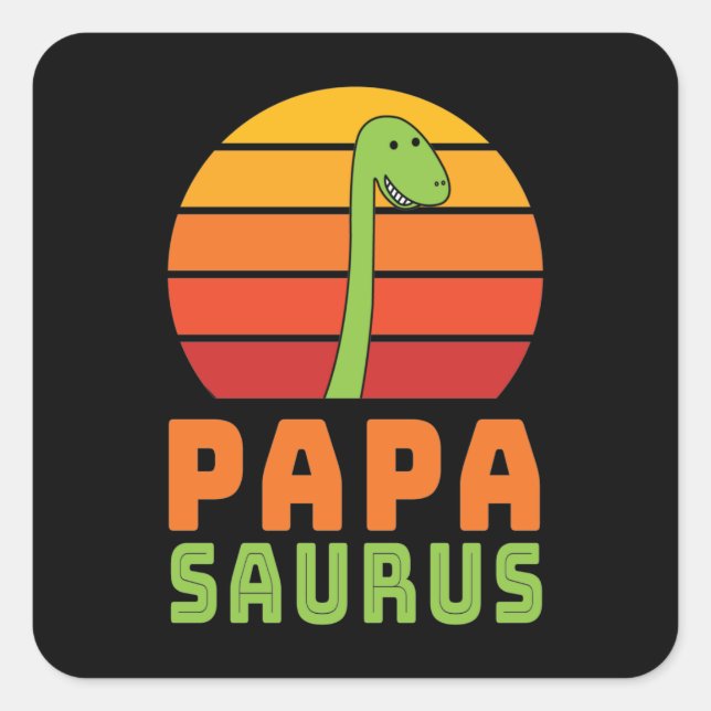 Brontosaurus Papasaurus Dinosaur Father's Day Square Sticker (Front)
