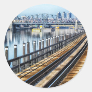 bronx new york city buildings river classic round sticker