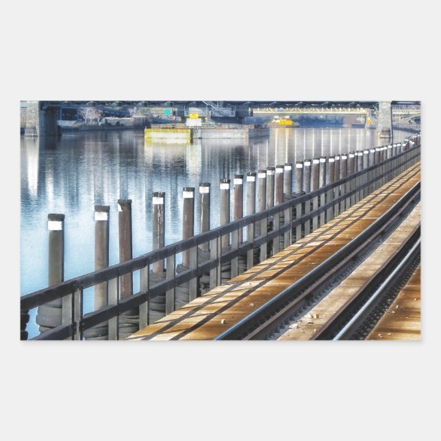bronx new york city buildings river rectangular sticker (Front)