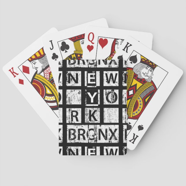 Bronx New York | Grunge Typography Playing Cards (Back)