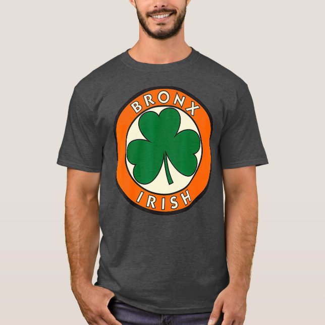 Bronx New York Irish Shamrock Circle Sign T-Shirt (Front)