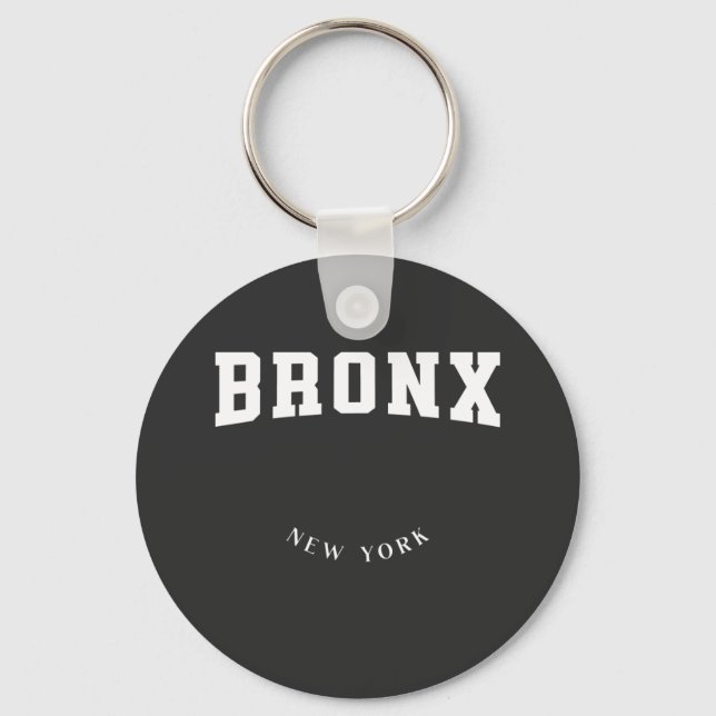 Bronx New York White  Key Ring (Front)