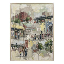 Bronx Street Life Impasto Painting