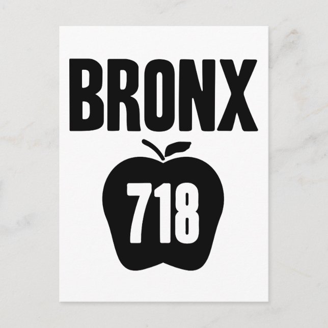 Bronx With Big Apple & 718 Area Code Cutout Postcard (Front)