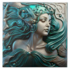 Bronze 3D effect Mermaid Ceramic Tile 