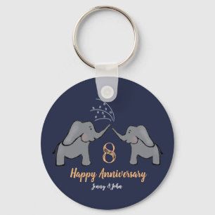 Bronze 8th wedding anniversary elephant couple key ring