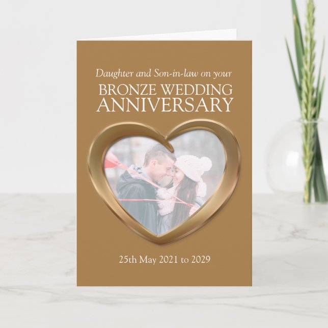 Bronze 8th wedding anniversary photo card (Front)