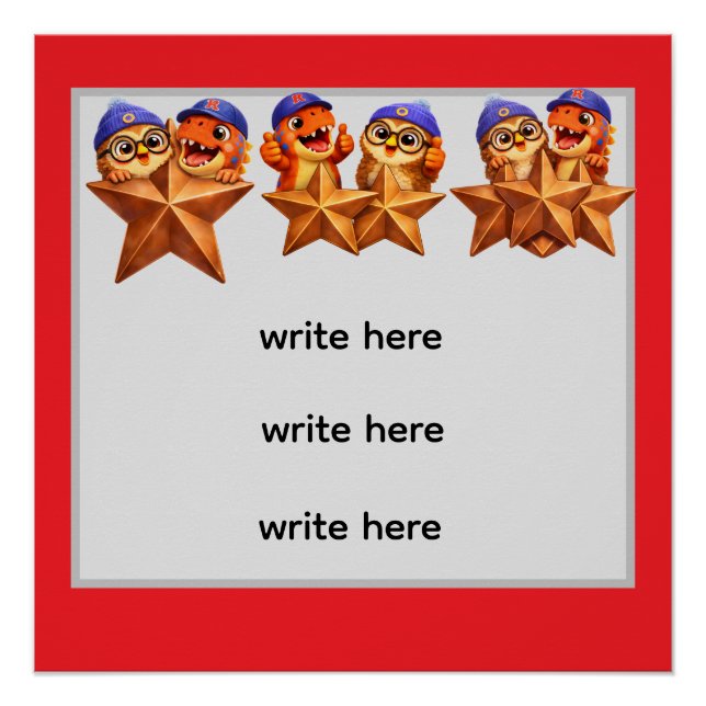 Bronze achievement poster, customizable star rewar poster (Front)