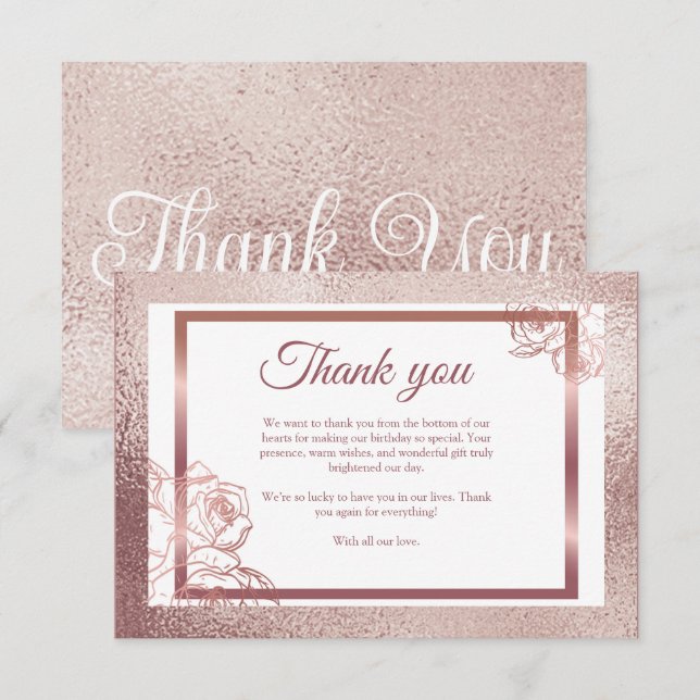  Bronze Adult Double Joint twin birthday   Thank You Card (Front/Back)
