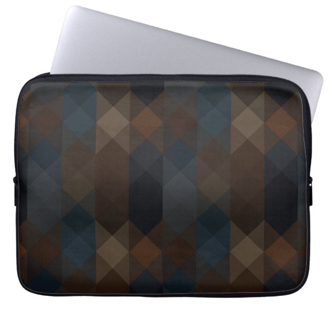 bronze and blue geometric laptop sleeve (Front)