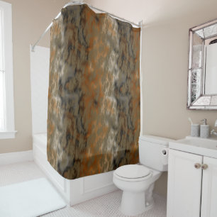 Bronze and Copper Marble Abstract Shower Curtain