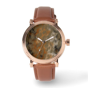 Bronze and Copper Marble Abstract Watch