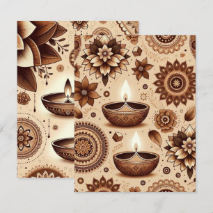 Bronze and Gold Diwali Printable Scrapbook Paper Invitation