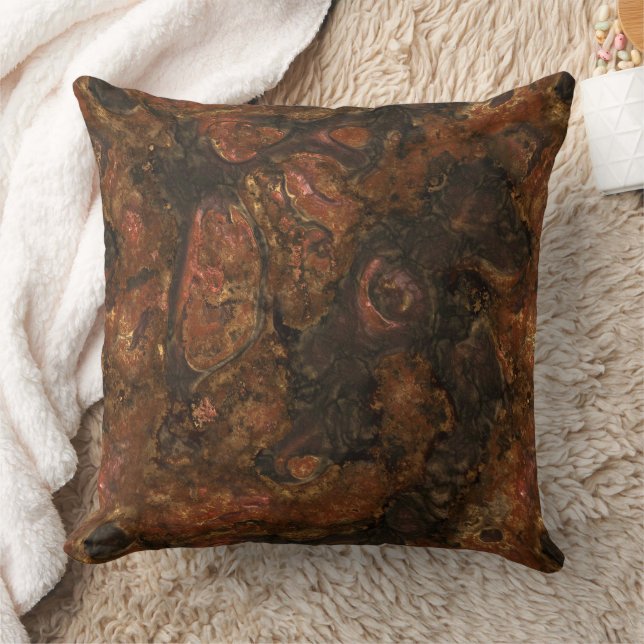 Bronze and Pink Stone Abstract Cushion (Blanket)