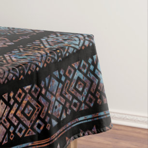 Bronze and Rust Vintage  Aztec Peruvian Tribal Pat Tablecloth