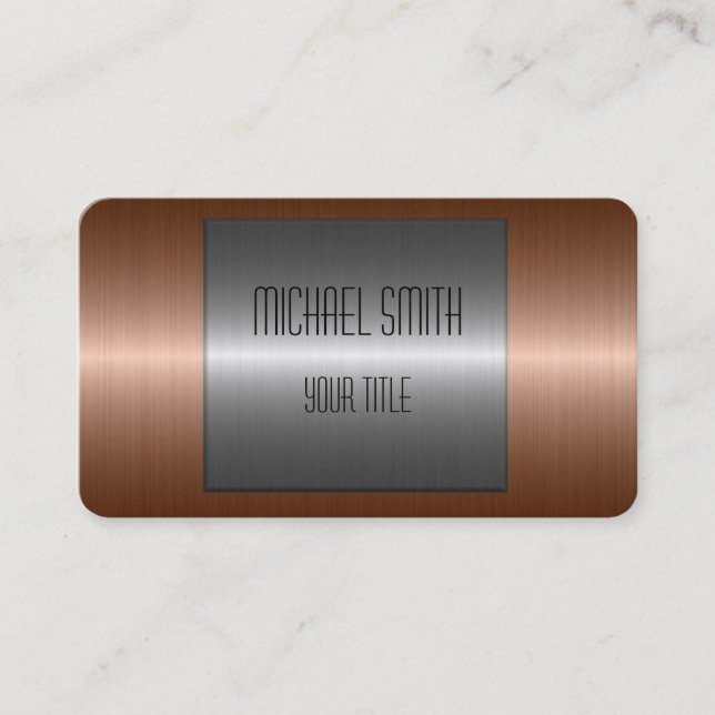 Bronze and Silver Stainless Steel Metal Business Card (Front)