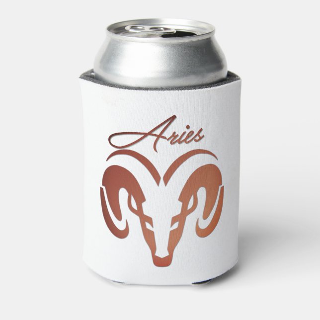 Bronze Aries the Ram Zodiac Can Cooler (Can Back)