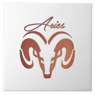 Bronze Aries the Ram Zodiac Ceramic Tile