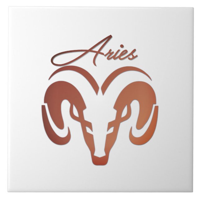 Bronze Aries the Ram Zodiac Ceramic Tile (Front)
