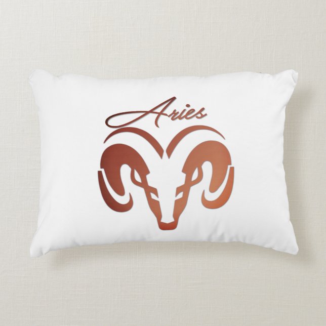 Bronze Aries the Ram Zodiac Decorative Cushion (Front)