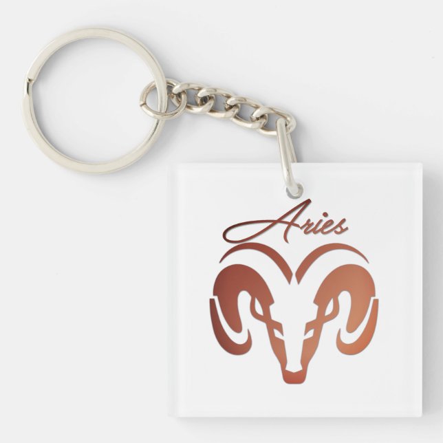 Bronze Aries the Ram Zodiac Key Ring (Front)