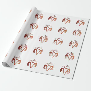 Bronze Aries the Ram Zodiac Wrapping Paper