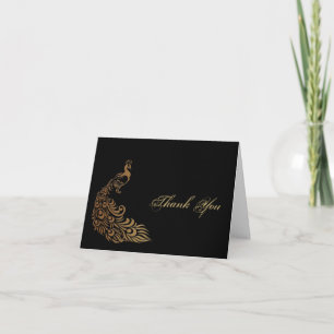 Bronze Art Deco Peacock and Floral Thank You Card