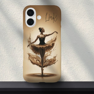 Bronze Ballerina Splash Custom Initials Ballet iPhone 16 Case